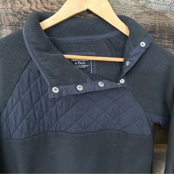 Abercrombie & Fitch Black Fleece Puffer Asymmetrical Pullover Snap-up Small - Picture 2 of 8